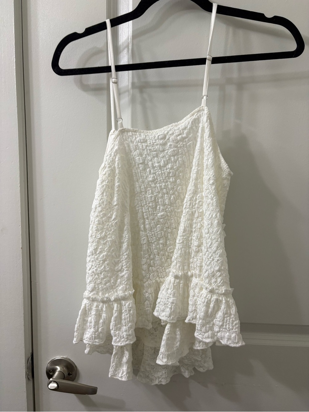 mittoshop White Textured Ruffle Tank Top - Picture 3 of 3
